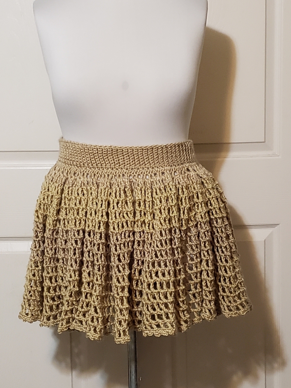 Hand Crafted Beige Crochet Circle Skirt